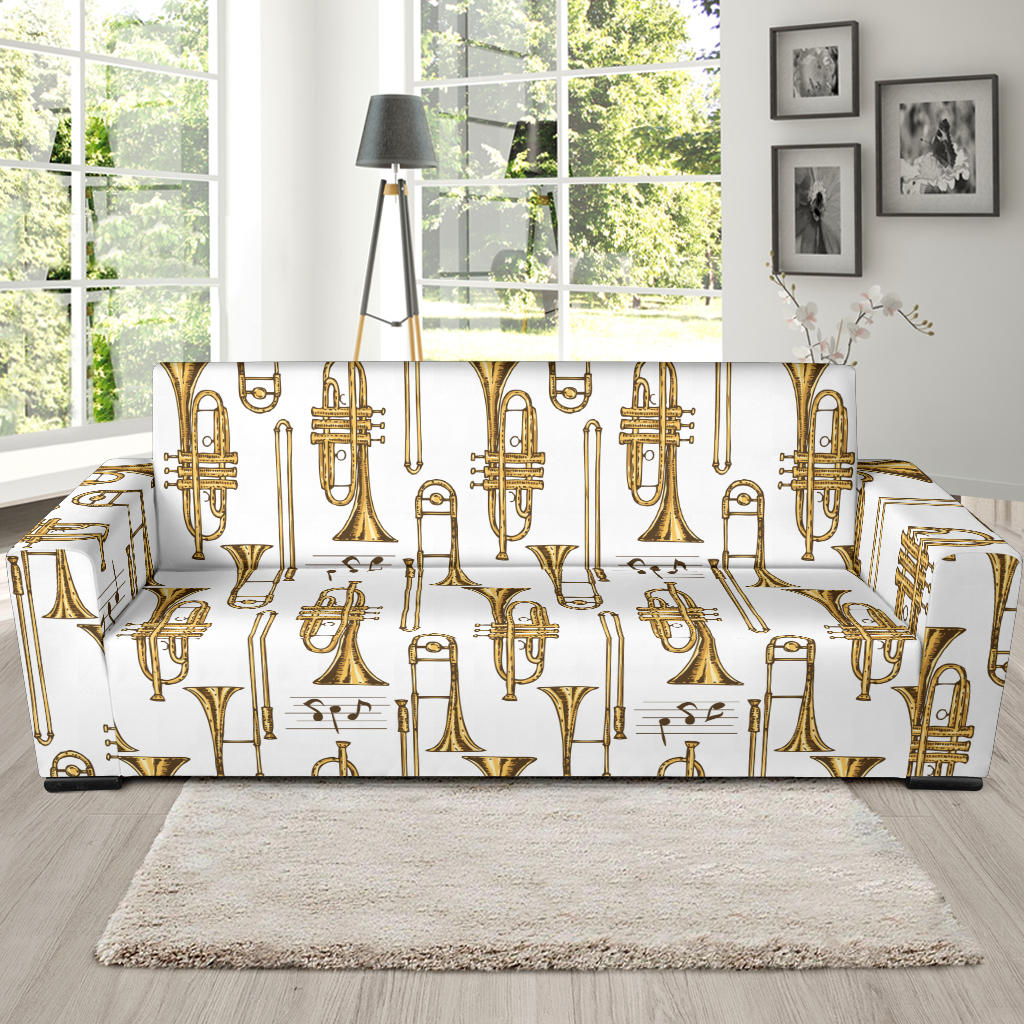 Trombone Pattern Print Design 04 Sofa Slipcover