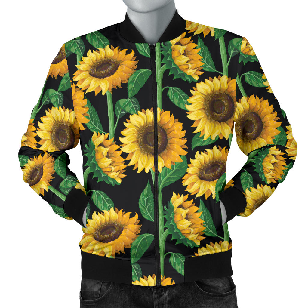 Sunflower Realistic Print Pattern Men Bomber Jacket