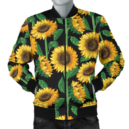 Sunflower Realistic Print Pattern Men Bomber Jacket