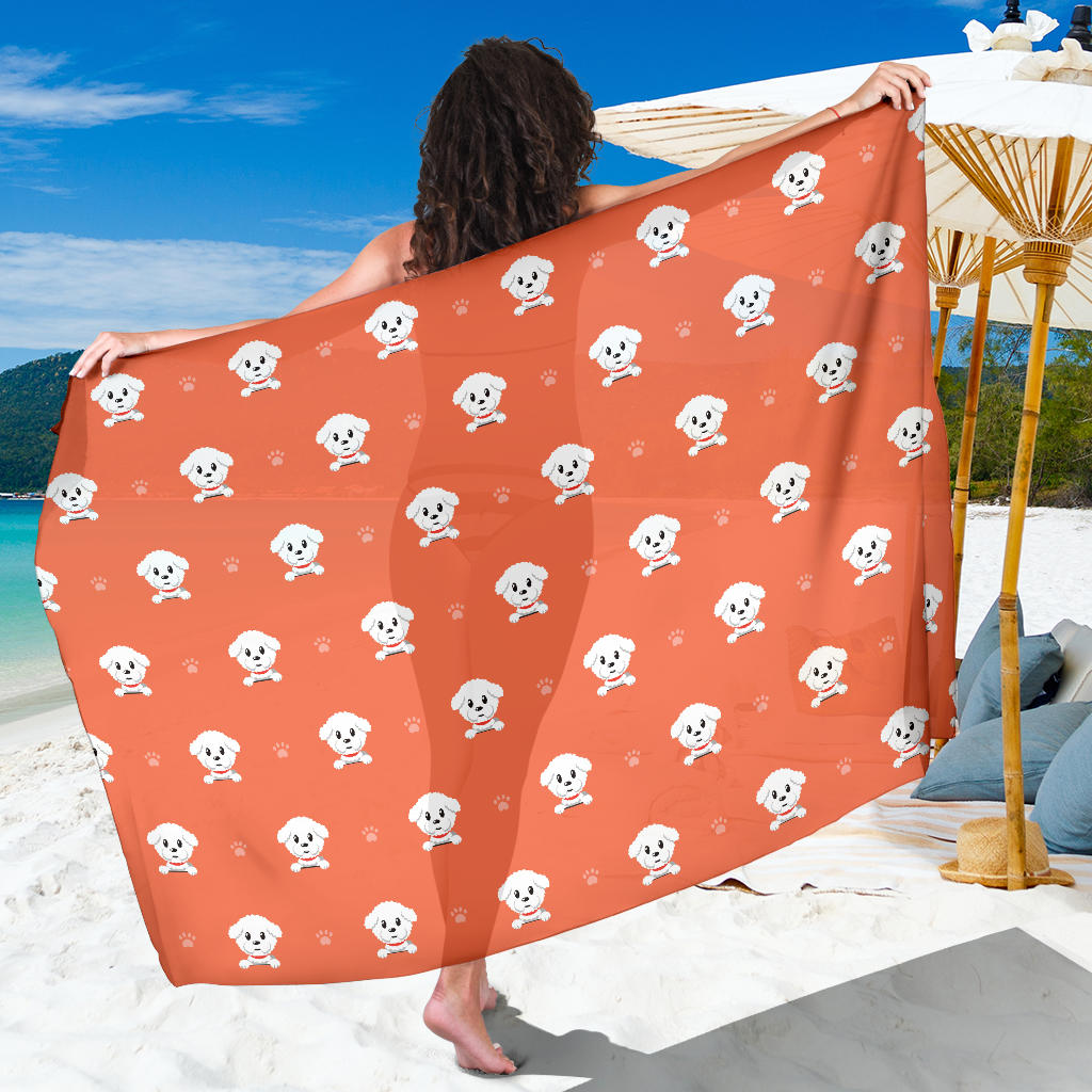 Bichons Frise Pattern Print Design 02 Sarong Pareo Wrap