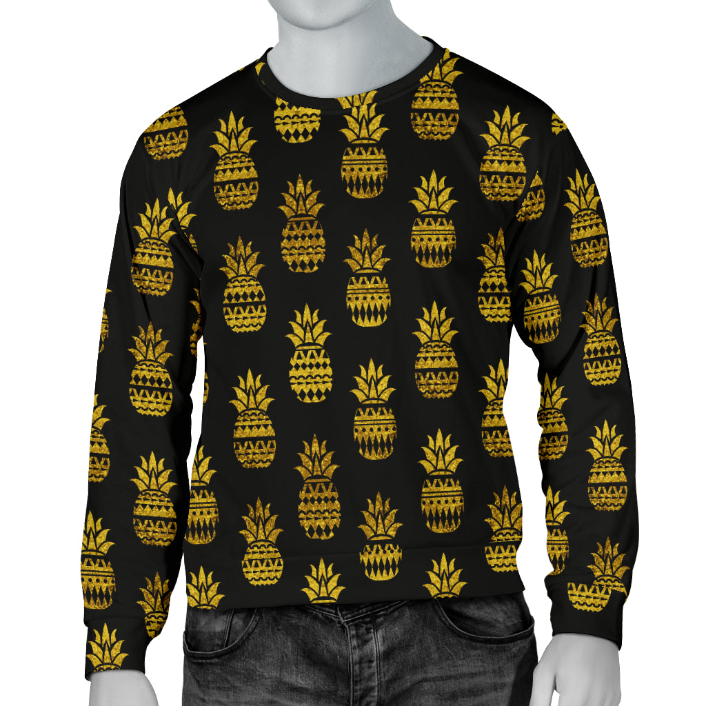 Pineapple Gold Tribal Style Print Men Long Sleeve Sweatshirt