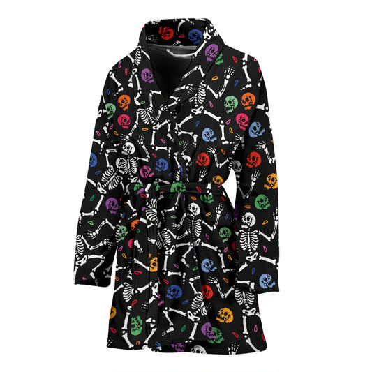 Skeleton Print Design LKS307 Women Bathrobe