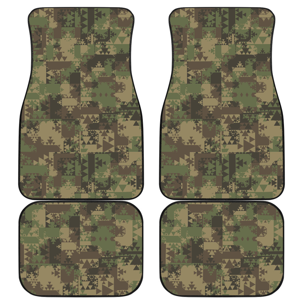 Camouflage Aztec Green Army Print Car Floor Mats Front Back
