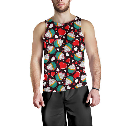 Cupcakes Heart Print Pattern Men Tank Top