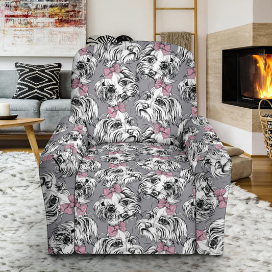 Maltese Pattern Print Design 01 Recliner Slipcover with Pocket