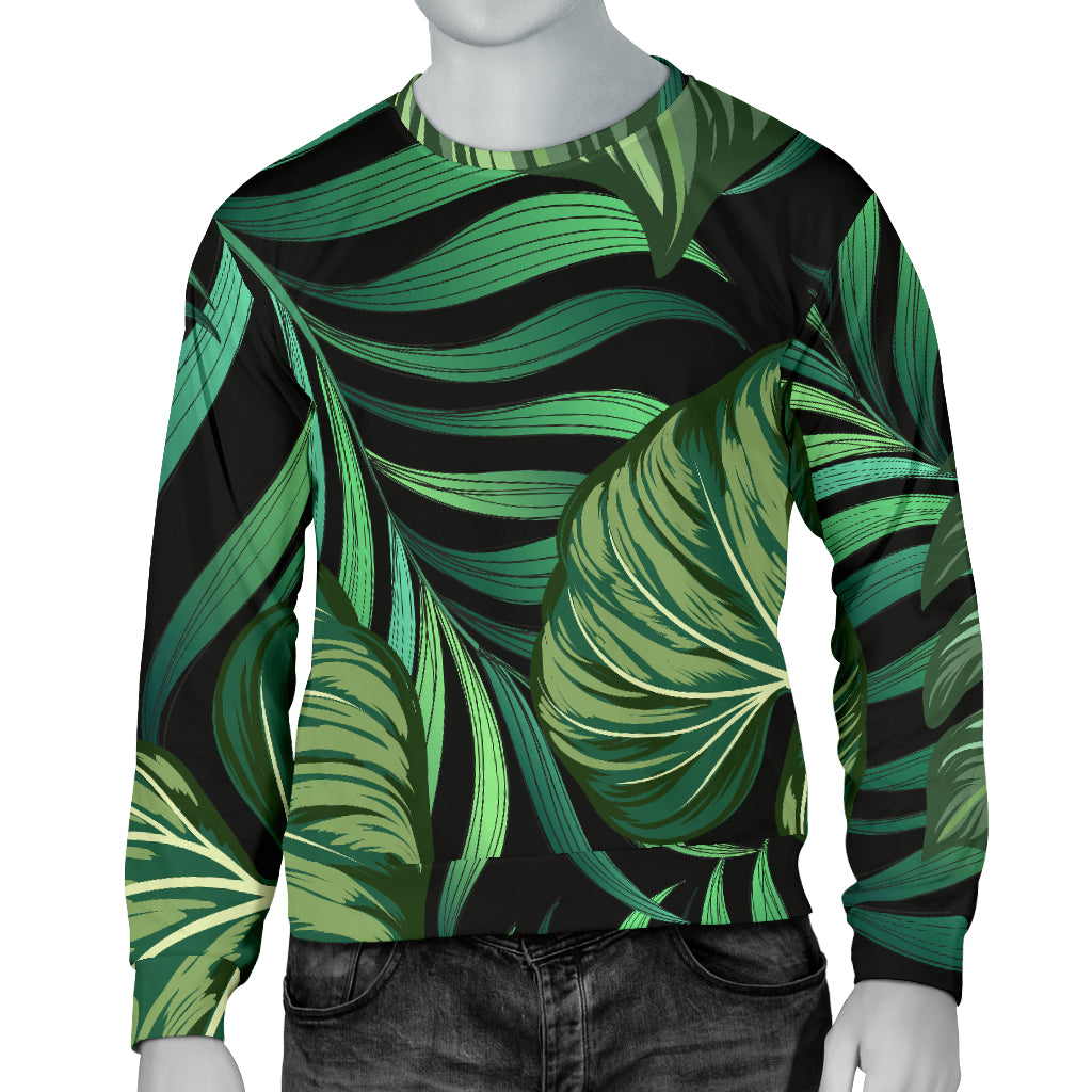 Green Fresh Tropical Palm Leaves Men Long Sleeve Sweatshirt