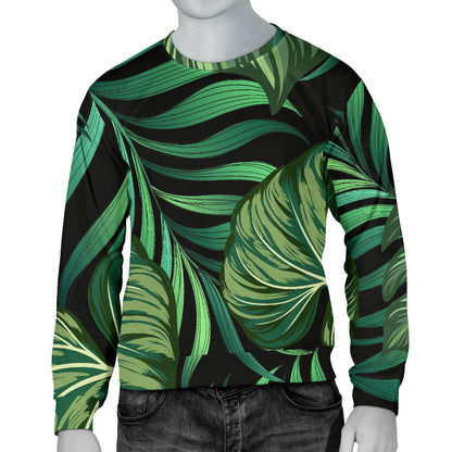 Green Fresh Tropical Palm Leaves Men Long Sleeve Sweatshirt