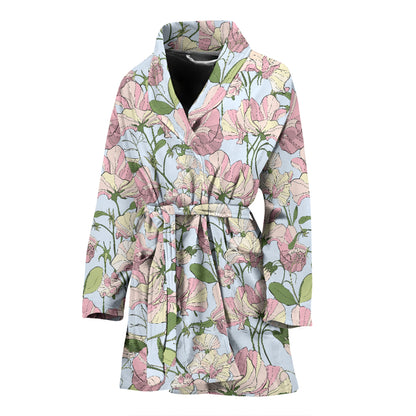 Sweet Pea Print Design LKS304 Women Bathrobe