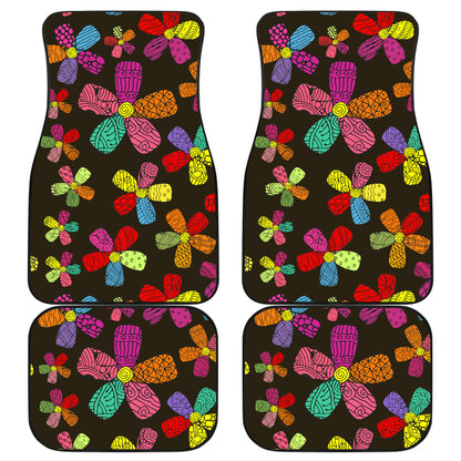 Flower Power Colorful Print Pattern Car Floor Mats Front Back