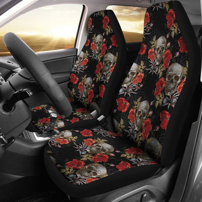 Spider Web Skull Rose Print Design LKS305 Car Seat Covers