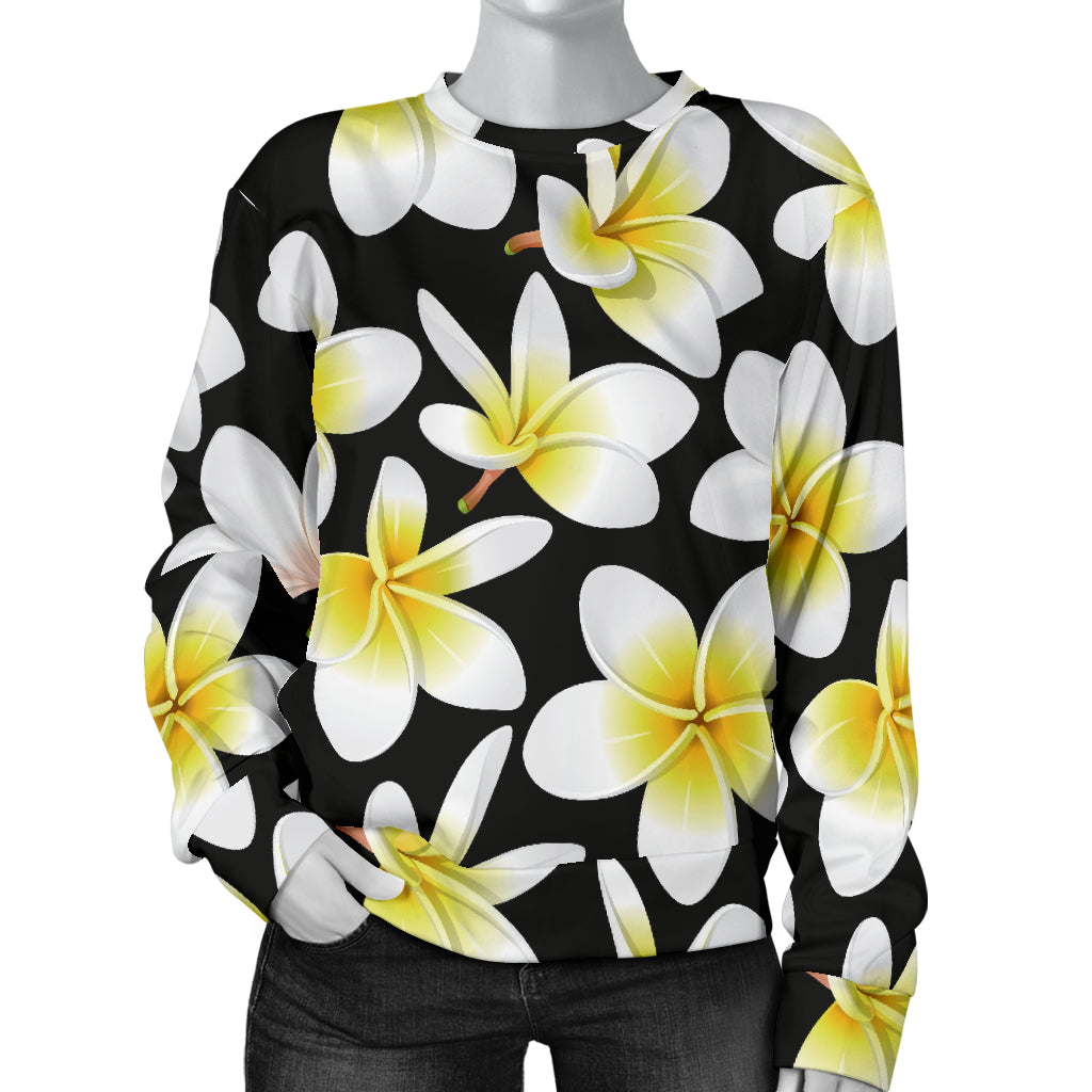 Yellow Plumeria Hawaiian Flowers Women Long Sleeve Sweatshirt