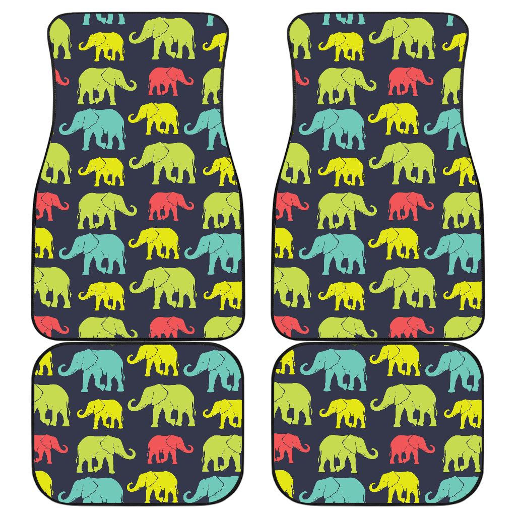 Elephant Neon Color Print Pattern Car Floor Mats Front Back