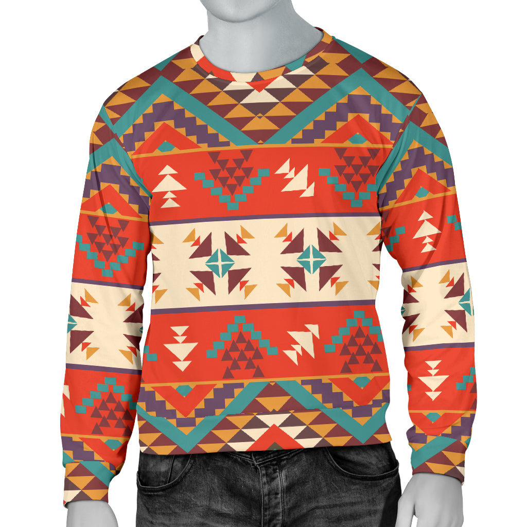 Aztec Red Print Pattern Men Long Sleeve Sweatshirt