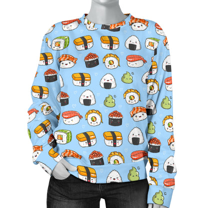 Sushi Cartoon Design Women Long Sleeve Sweatshirt