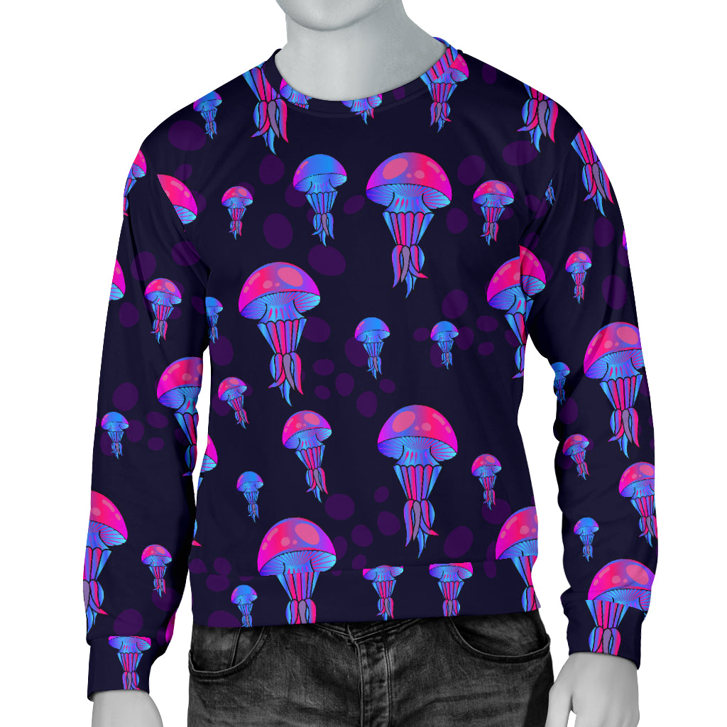 Jellyfish Neon Print Men Long Sleeve Sweatshirt