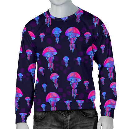 Jellyfish Neon Print Men Long Sleeve Sweatshirt
