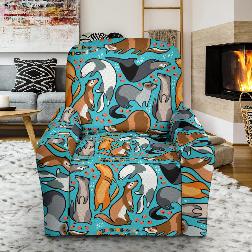 Ferret Pattern Print Design 03 Recliner Slipcover with Pocket