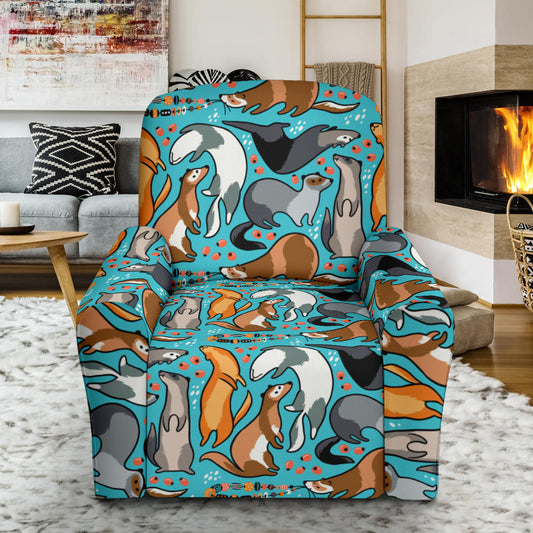 Ferret Pattern Print Design 03 Recliner Slipcover with Pocket