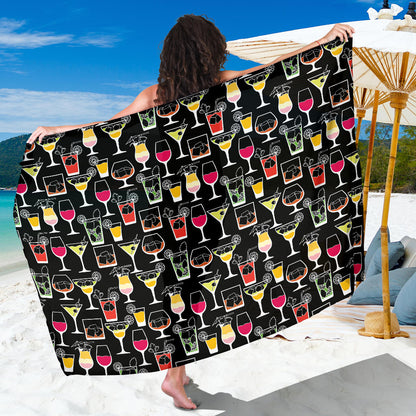 Cocktail Pattern Print Design 01 Sarong Pareo Wrap