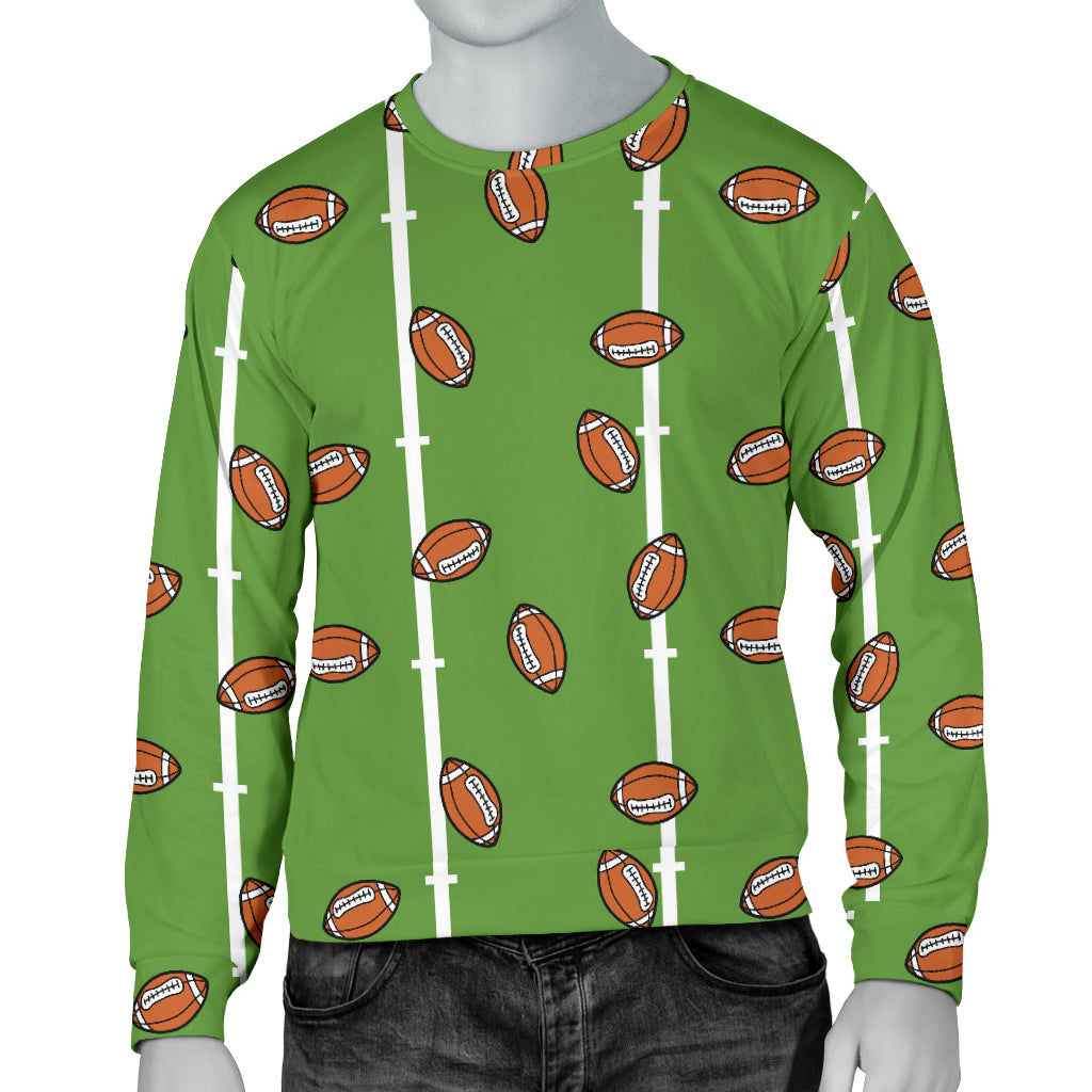 American Football on Field Themed Print Men Long Sleeve Sweatshirt