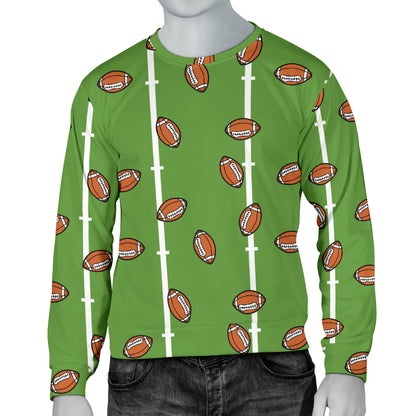 American Football on Field Themed Print Men Long Sleeve Sweatshirt