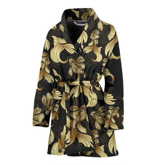 Goldfish Pattern Print Design 02 Women Bathrobe