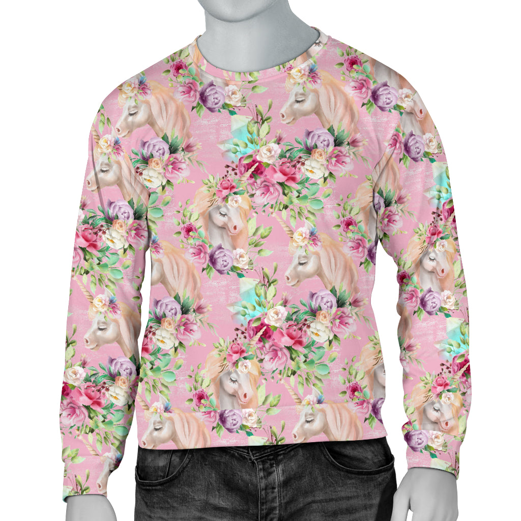 Unicorn Princess with Rose Men Long Sleeve Sweatshirt