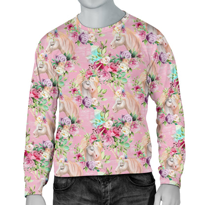 Unicorn Princess with Rose Men Long Sleeve Sweatshirt