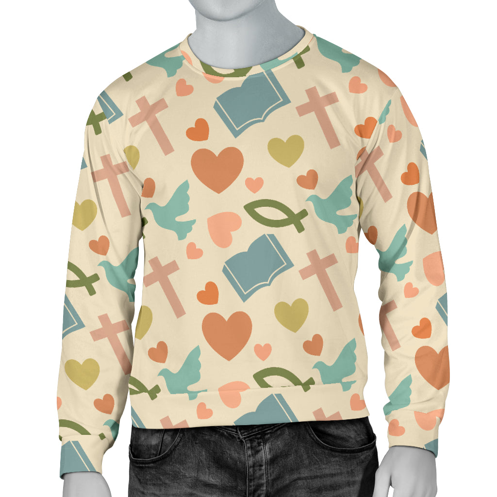 Christian Symbol Pattern Men Long Sleeve Sweatshirt