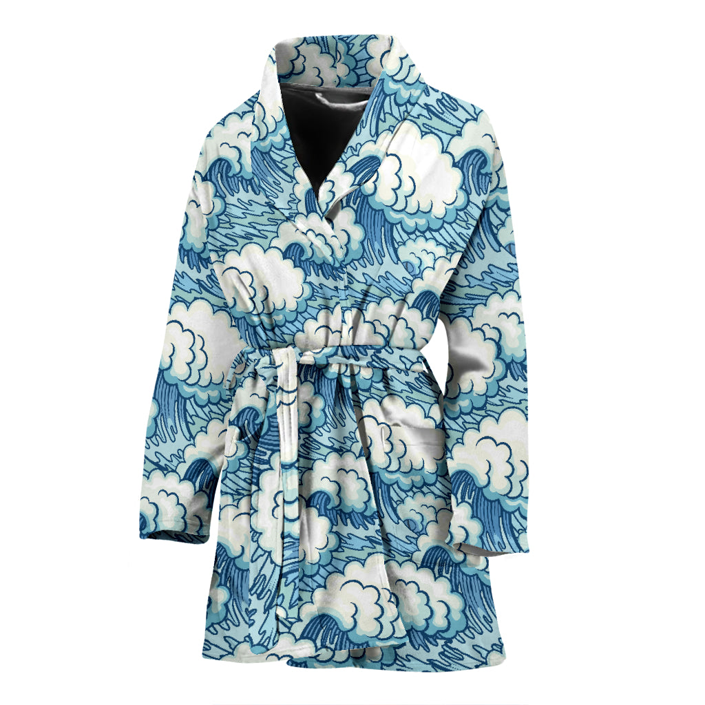 Wave Japan Style Print Design LKS304 Women Bathrobe