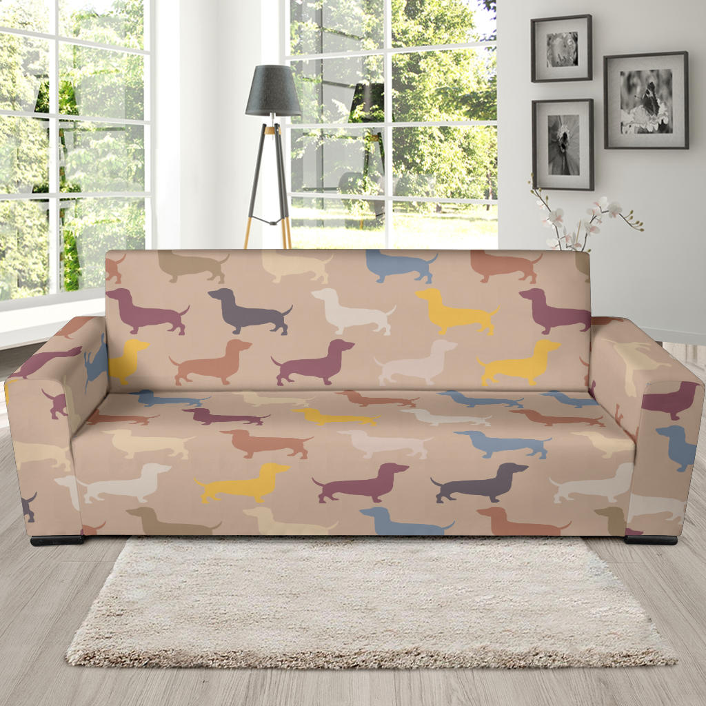 Dachshund Pattern Print Design 03 Sofa Slipcover