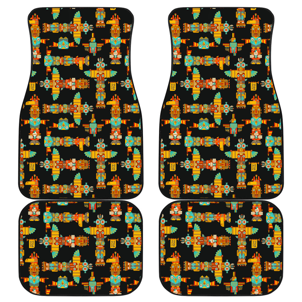 Totem Pole Cartoon Print Car Floor Mats Front Back