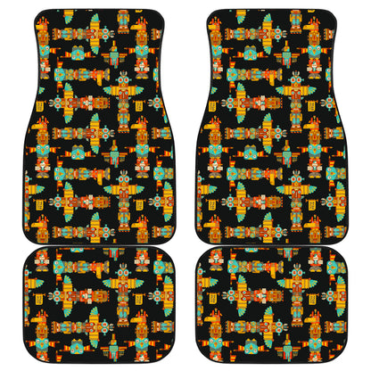 Totem Pole Cartoon Print Car Floor Mats Front Back