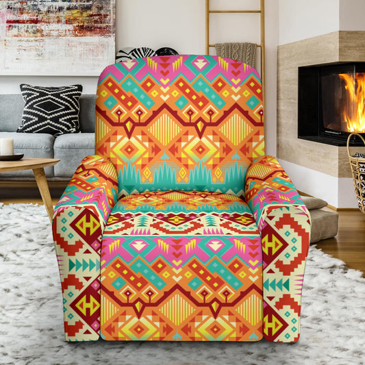 Aztec Pattern Print Design 03 Recliner Slipcover with Pocket