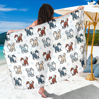 Alaskan Malamute Pattern Print Design 02 Sarong Pareo Wrap