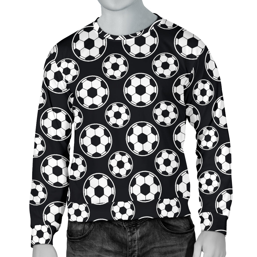 Soccer Ball Black Print Pattern Men Long Sleeve Sweatshirt