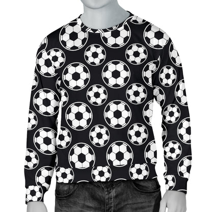 Soccer Ball Black Print Pattern Men Long Sleeve Sweatshirt