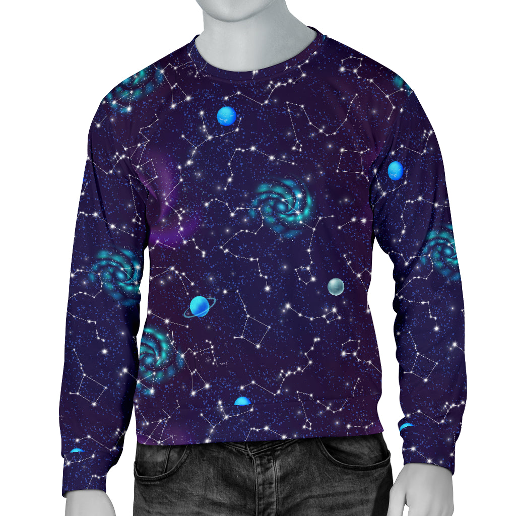 Zodiac Galaxy Design Print Men Long Sleeve Sweatshirt