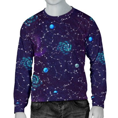 Zodiac Galaxy Design Print Men Long Sleeve Sweatshirt