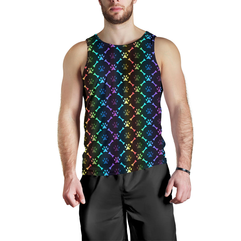 Paw Rainbow Print Men Tank Top