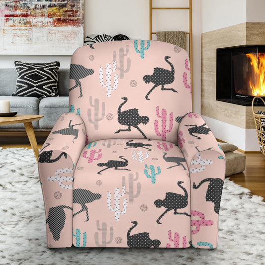 Ostrich Pattern Print Design 03 Recliner Slipcover with Pocket