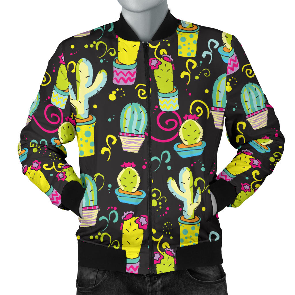 Cactus Neon Style Print Pattern Men Bomber Jacket