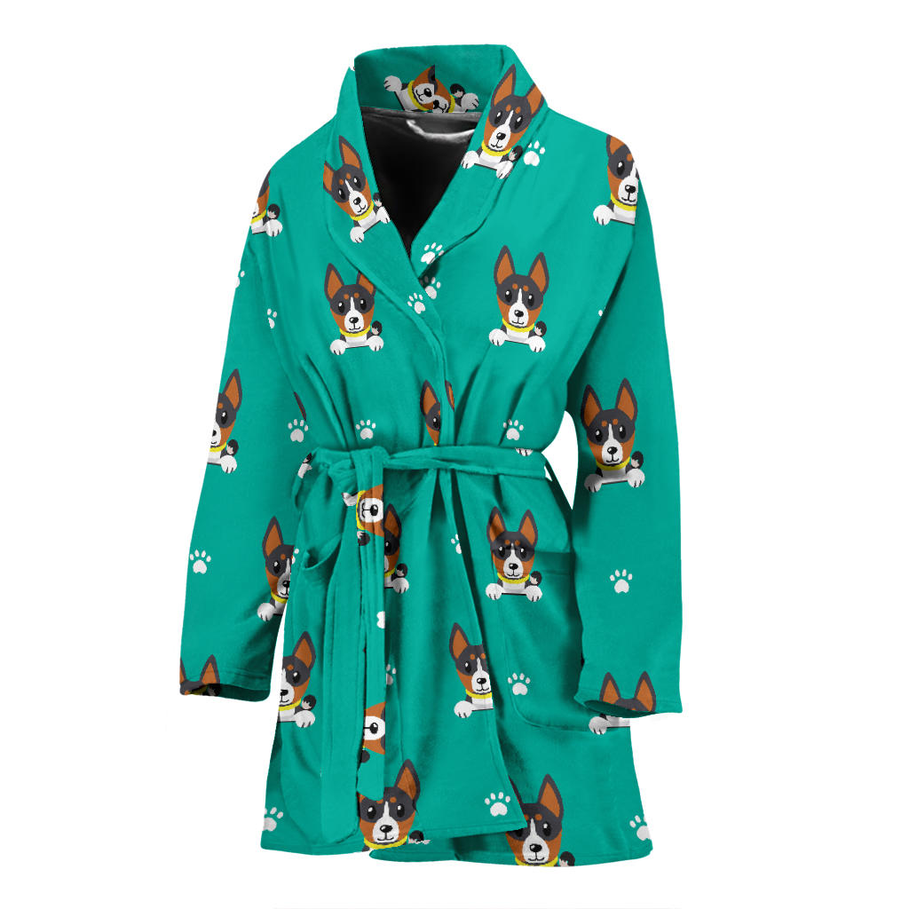 Basenji Pattern Print Design 03 Women Bathrobe