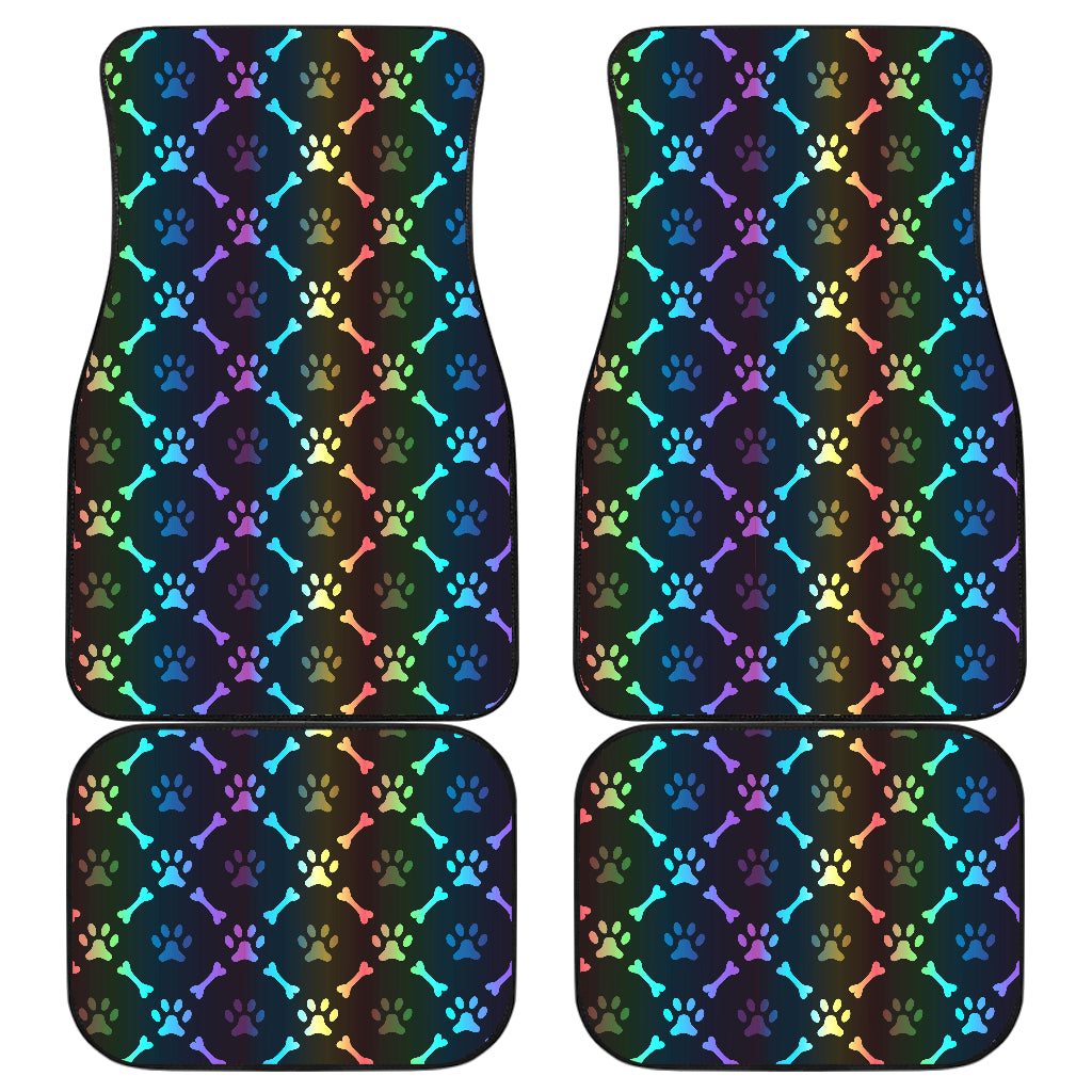 Paw Rainbow Print Car Floor Mats Front Back