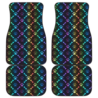 Paw Rainbow Print Car Floor Mats Front Back