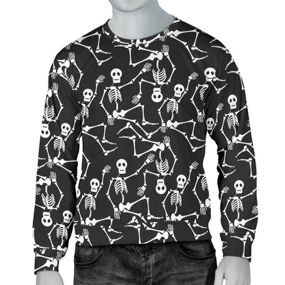 Skeleton Themed Print Men Long Sleeve Sweatshirt