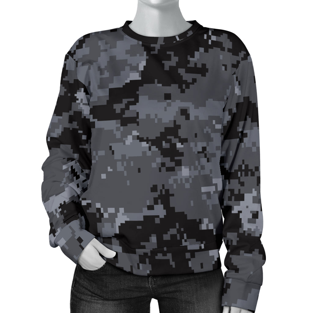 ACU Digital Black Camouflage Women Long Sleeve Sweatshirt