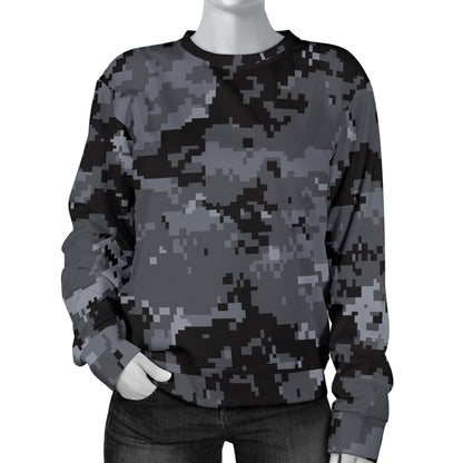 ACU Digital Black Camouflage Women Long Sleeve Sweatshirt