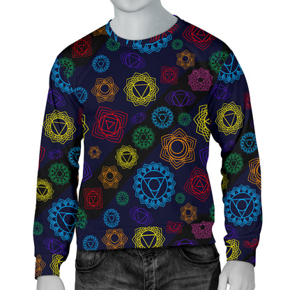 Chakra Colorful Print Pattern Men Long Sleeve Sweatshirt