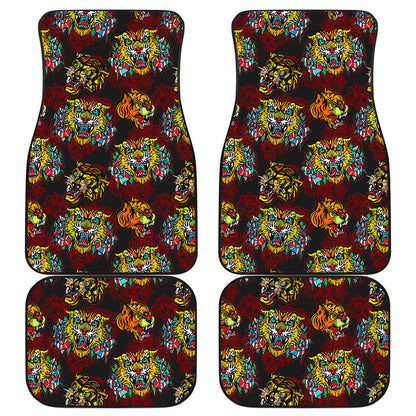 Tattoo Tiger Colorful Design Car Floor Mats Front Back